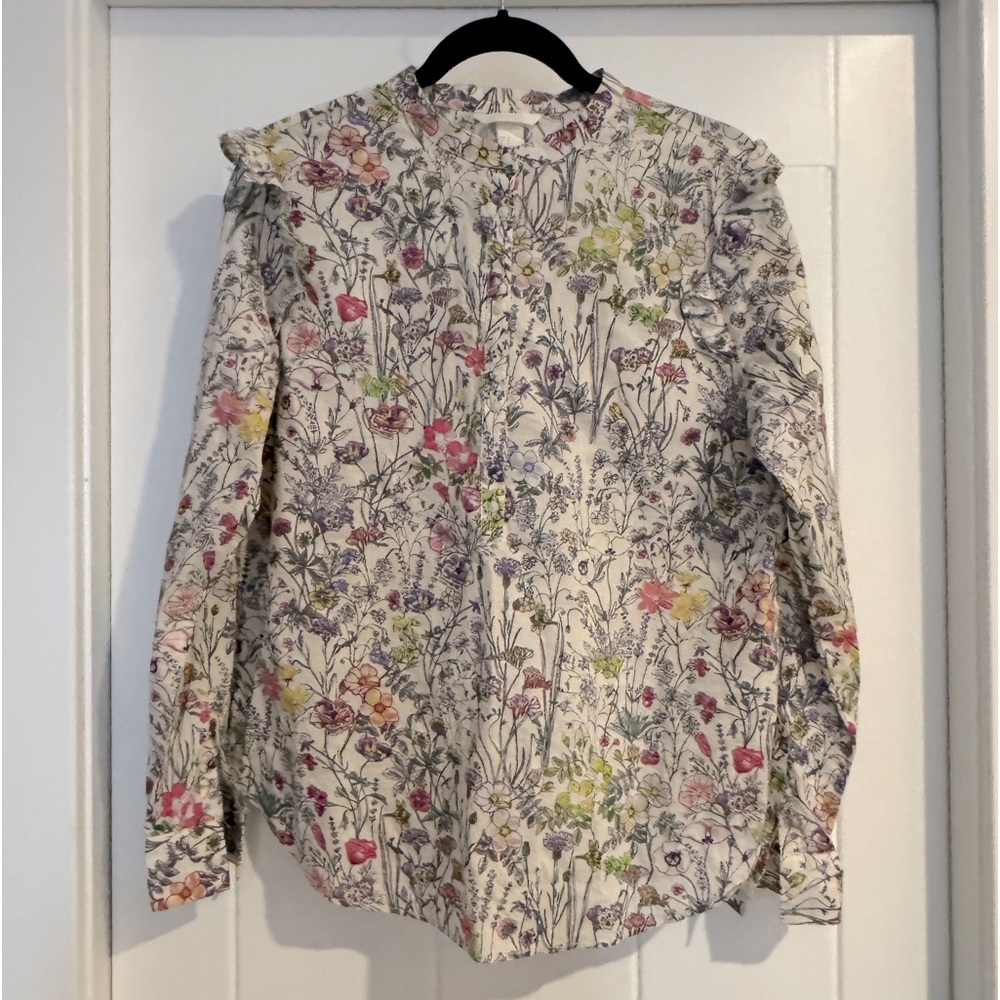 H&M floral, half button-down blouse sz Large